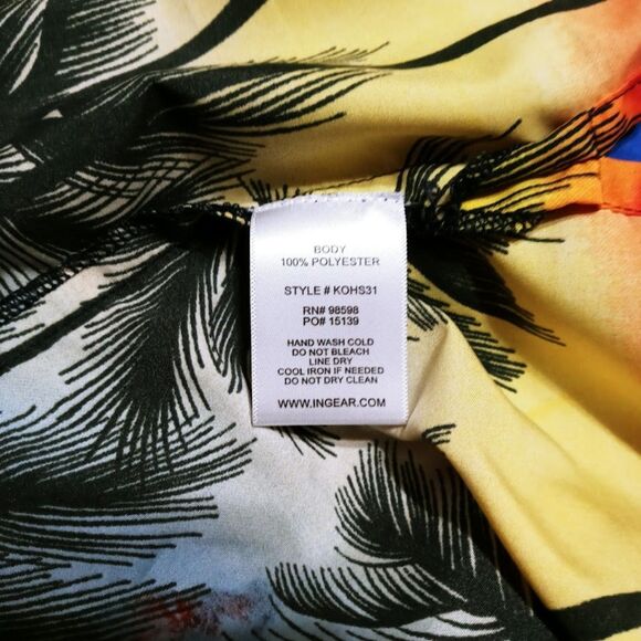 InGear Blue Hawaiian Shirt XXL Short Sleeve Polyester Small Flaws - Picture 4 of 5